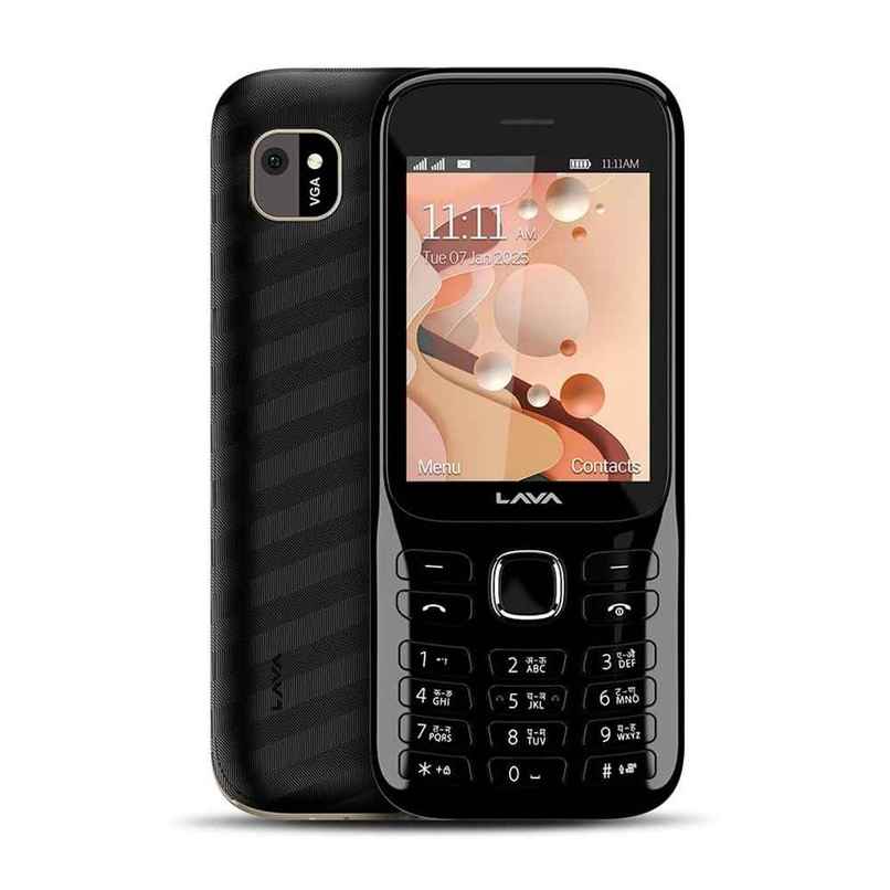Lava Gem 2025 Dual Sim Keypad Phone 2.8 inch Display, Camera & Flash | 2575mAh Smart AI Black Gold