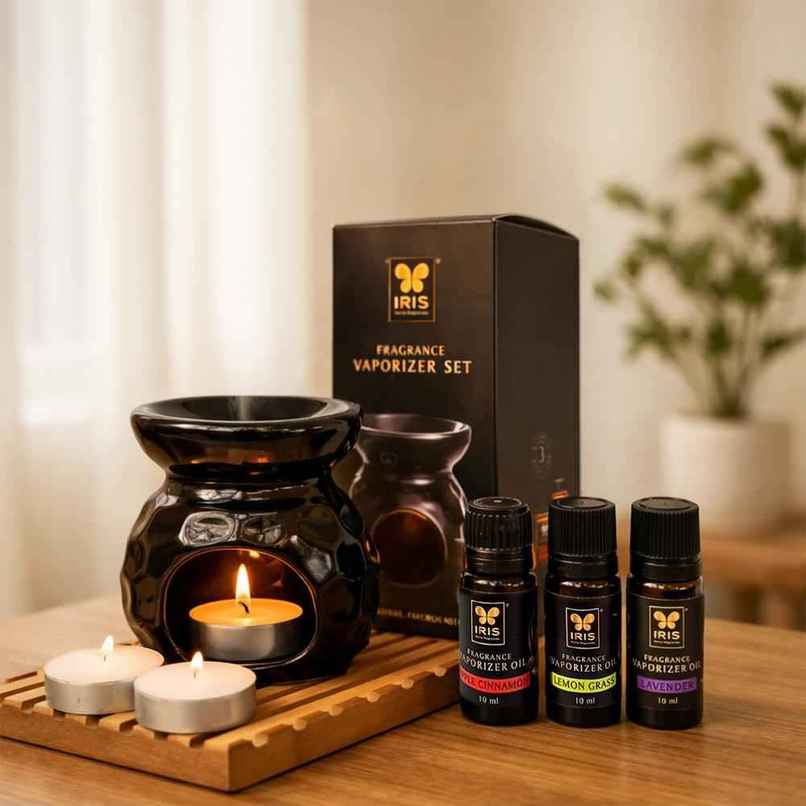 IRIS Premium Black Ceramic Vaporizer Set | 3 Assorted Oils | 30 ml IRIS Premium Black Ceramic Vaporizer Set | 3 Assorted Oils | 30 ml