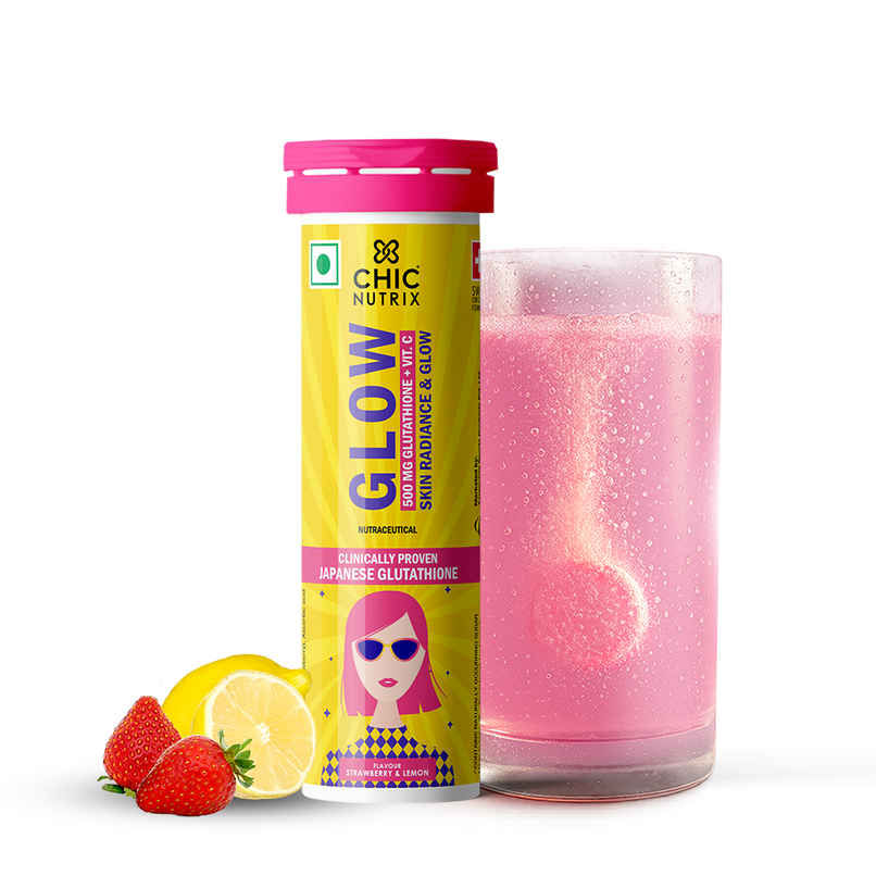 Chicnutrix Glow Japanese Glutathione & Vit. C for Brighter Skin| Strawberry-Lemon flavour