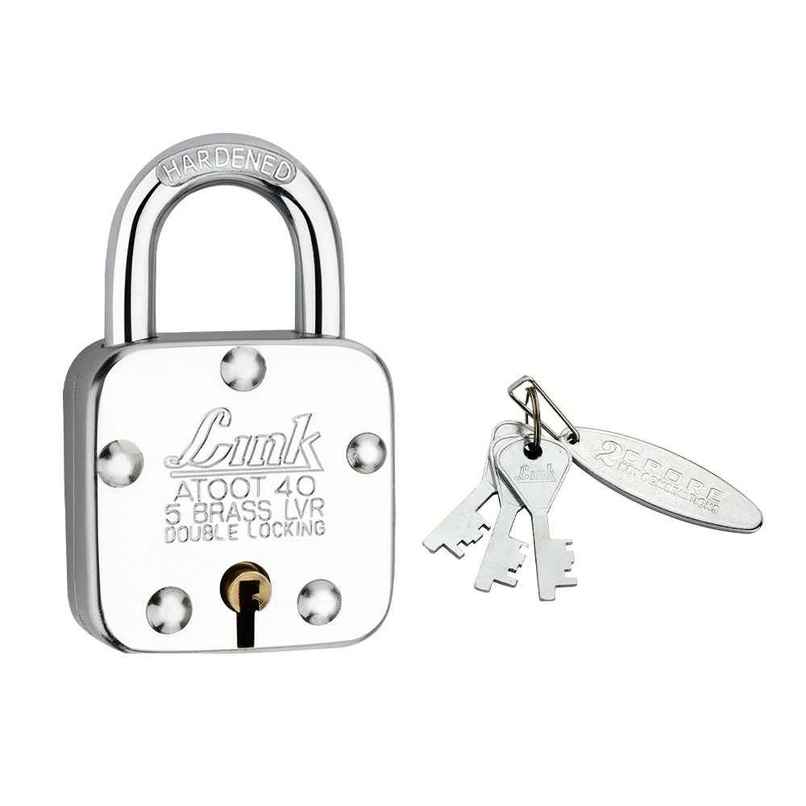 Link Stainless steel Brass Levers With Hardened Shackle Atoot 40 mm padlock with 3 Keys Link Stainless steel Brass Levers With Hardened Shackle Atoot 40 mm padlock with 3 Keys