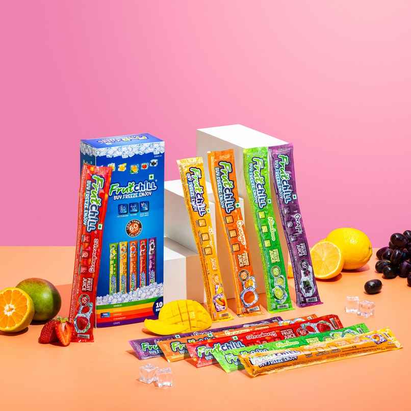 Fruitchill Ice Pops/ Frozen Juice Bars Multipack- Mango, Strawberry, Orange, Nimboo, Grape