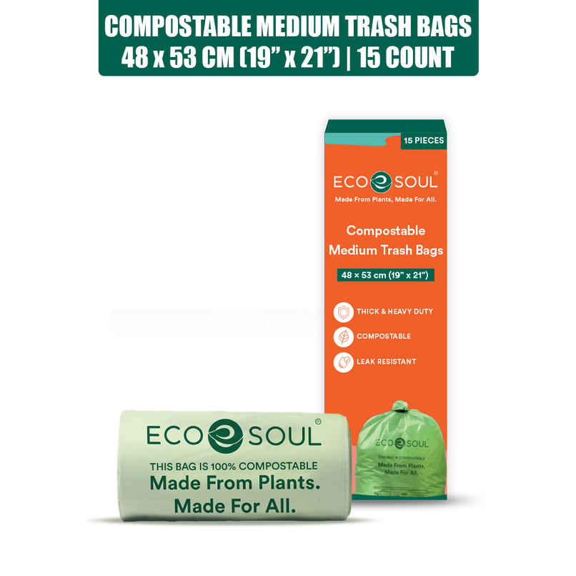 Eco Soul 21 x 19 Inch | 15 Count | Medium Trash Bag Eco Soul 21 x 19 Inch | 15 Count | Medium Trash Bag
