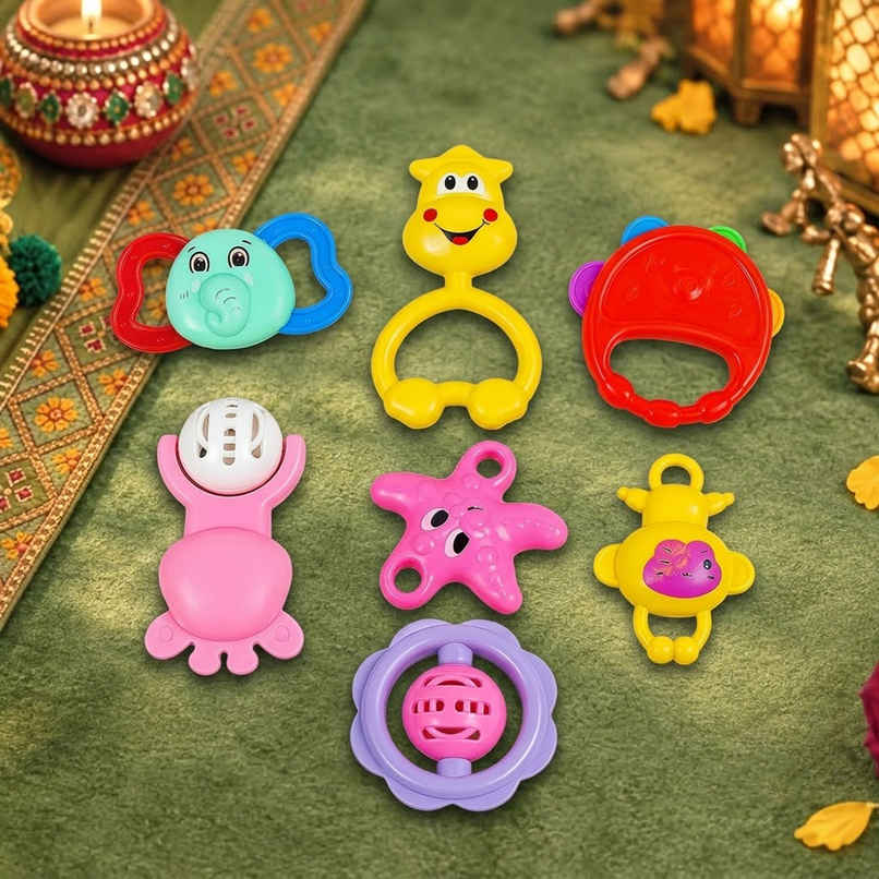 Toyshine Baby Rattle & Teether Set | 7 Non-Toxic Toys for Newborns