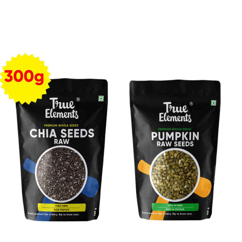 True Elements Chia Seeds Raw & Pumpkin Raw Seeds Combo True Elements Chia Seeds Raw & Pumpkin Raw Seeds Combo