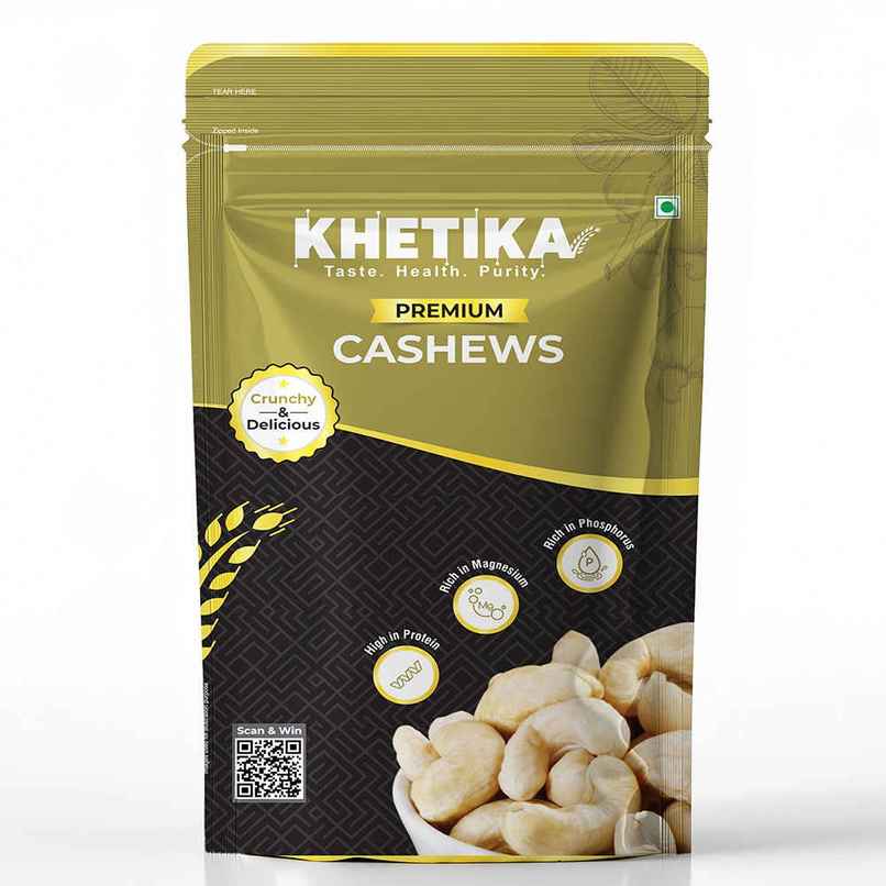 Khetika Premium Cashews | Kaju Whole | Unpolished | Rich in Fiber