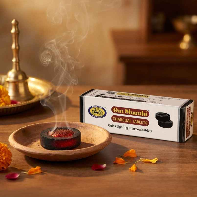 Pure Om Shanthi Charcoal Tablets | Quick Lighting Charcoal Discs | Cycle Pure Om Shanthi Charcoal Tablets | Quick Lighting Charcoal Discs | Cycle