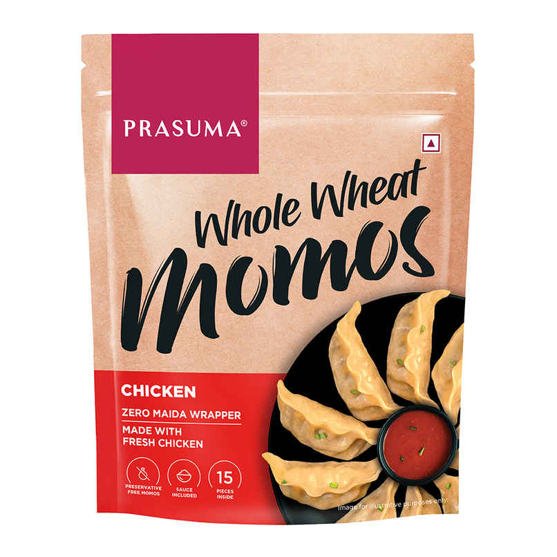 Prasuma Whole Wheat Momos - Chicken | Zero Maida, Wholesome Goodness | Only Chicken, No Soya Fillers