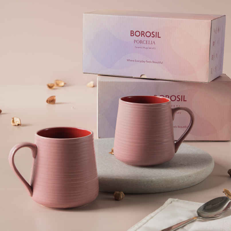 Borosil Porcelia Bello Blush Tea Coffee Porcelain Mug Set Microwave Dishwasher Safe Borosil Porcelia Bello Blush Tea Coffee Porcelain Mug Set Microwave Dishwasher Safe