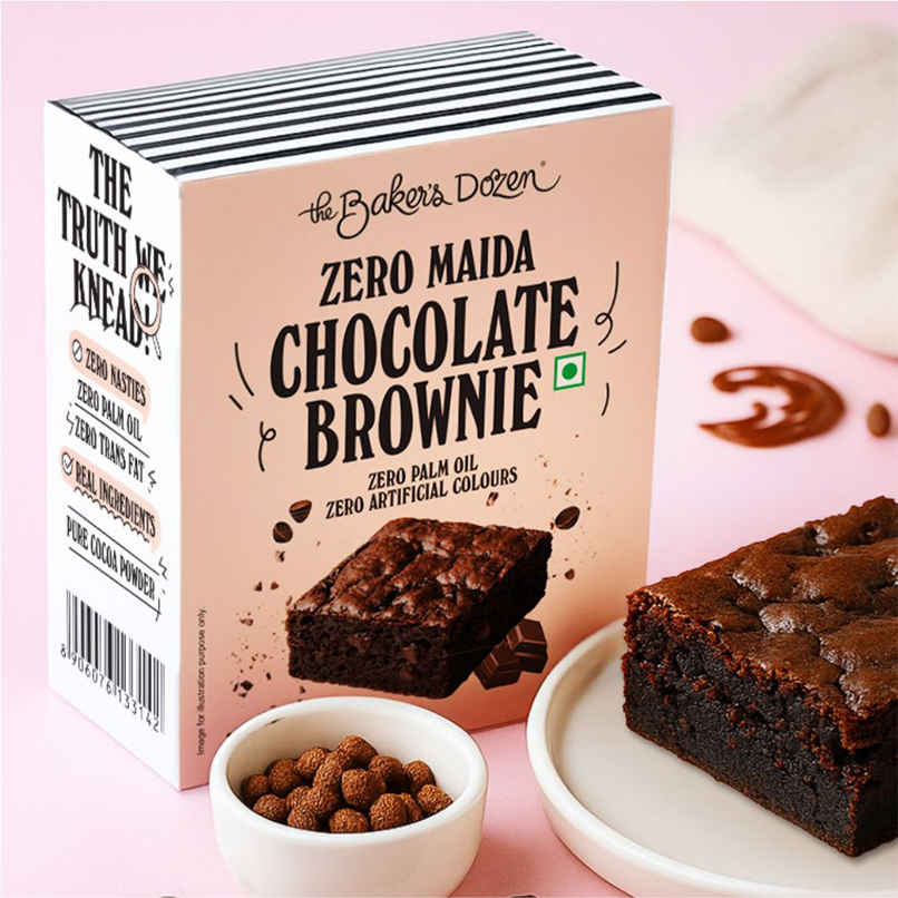 The Baker's Dozen Chocolate Brownie Zero Maida, Eggless