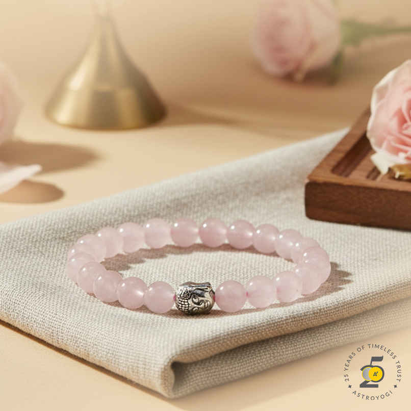 Astroyogi Rose Quartz Bracelet | Natural Gemstones | Pack of 1 Astroyogi Rose Quartz Bracelet | Natural Gemstones | Pack of 1