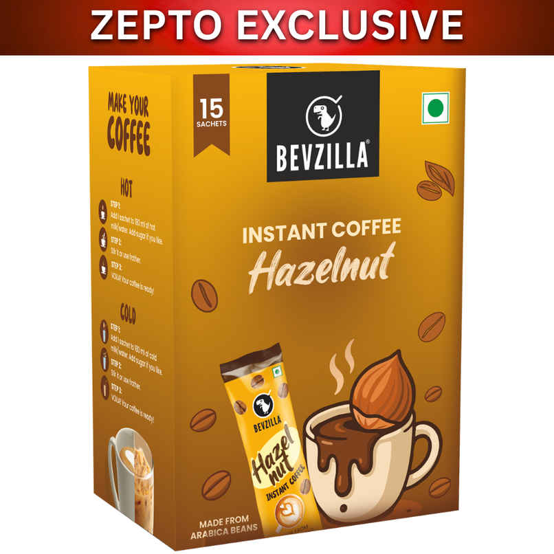 Bevzilla 15 Hazelnut Flavoured Instant Coffee Powder Sachets