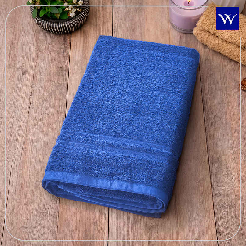 Welspun Large Quick Dry Cotton Lightweight Breathable Bath Towel | Dark Blue