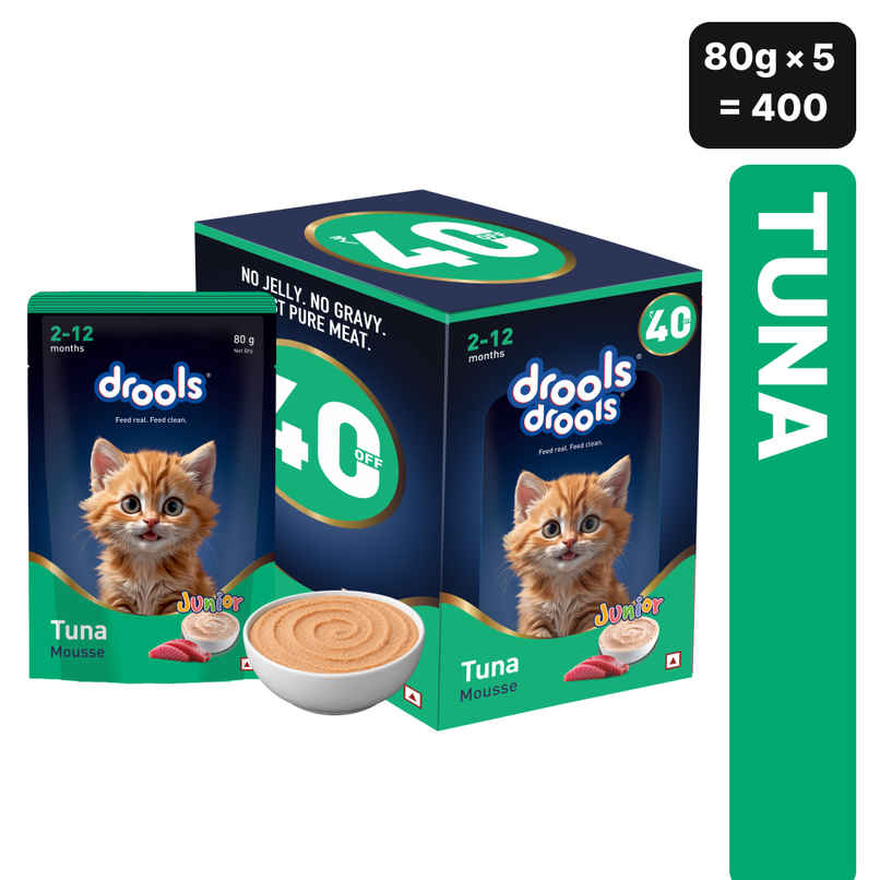 Drools Tuna Mousse Kitten Wet Cat Food, 80g (4+1 Pack Free) Drools Tuna Mousse Kitten Wet Cat Food, 80g (4+1 Pack Free)