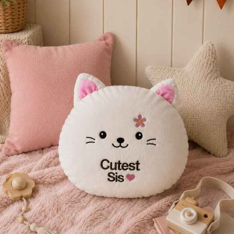 Toytales Cat Cushion Decorative Pillow - Cutest Sister Soft Toy Plush | Birthday & Special Occasion Gift