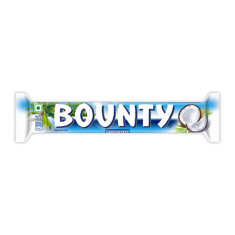 Bounty Coconut Filled Chocolate Bar, Soft & Tender Coconut In The Centre Bounty Coconut Filled Chocolate Bar, Soft & Tender Coconut In The Centre