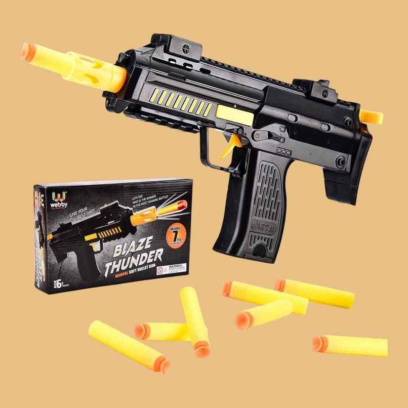 Webby Soft Foam Blaze Gun with 7 Bullets | Safe Target Shooting Fun for Kids Webby Soft Foam Blaze Gun with 7 Bullets | Safe Target Shooting Fun for Kids