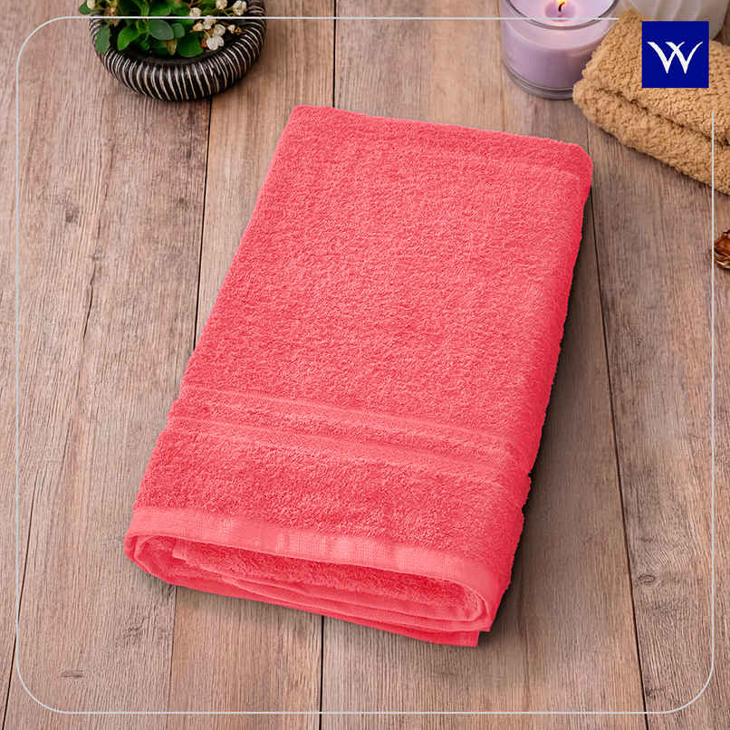 Welspun Large Quick Dry Cotton Lightweight Breathable Bath Towel | Coral