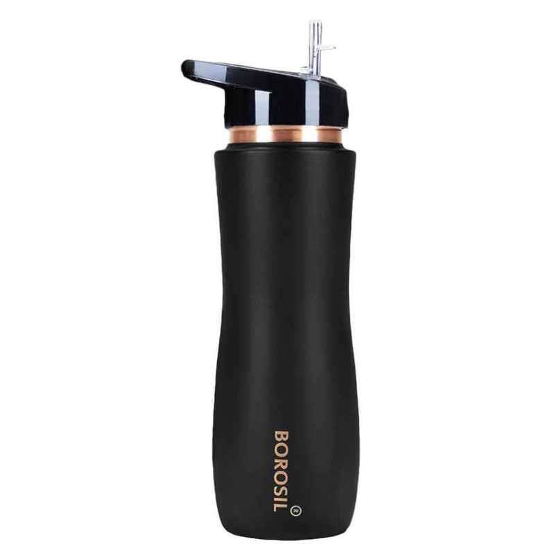 Borosil Black Colour Copper Sipper Bottle 750 ml, 100% Pure Copper Borosil Black Colour Copper Sipper Bottle 750 ml, 100% Pure Copper