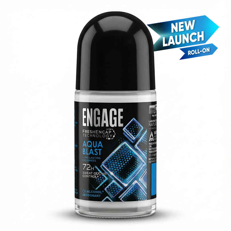 Engage Aqua Blast Underarm Roll-On Deo for Men | 72hr Protection