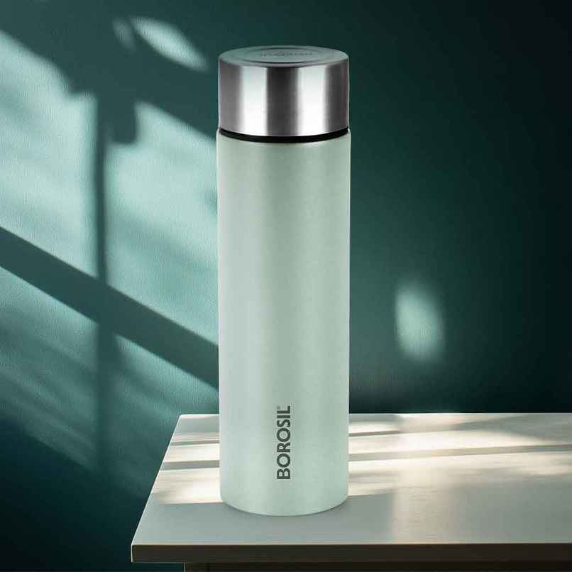 Borosil Coolsip BIS Approved Single Wall Stainless Steel Water Bottle | Mint | 1 L