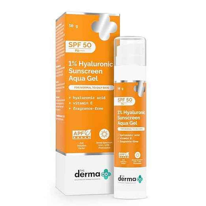 The Derma Co 1% Hyaluronic Sunscreen Spf 50 Pa+++ Aqua Gel For Normal To Oily Skin