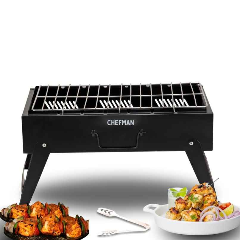 Chefman Tabletop BBQ Grill | Foldable Leg | 8 Skewers | Perfect For Outdoor Cooking