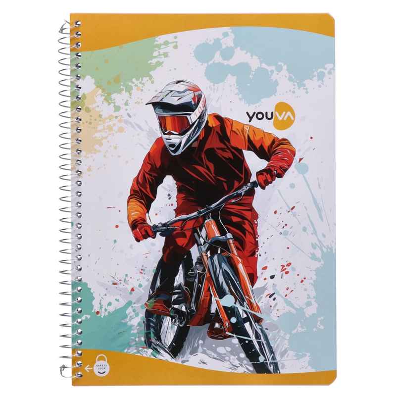 Navneet Youva Spiral Bound Unruled Long Notebook | 300 Pages | A4 size | Design & Colour May Vary