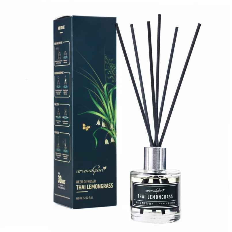 Aromahpure Premium Reed Diffuser - Lemongrass, With 6 Fiber Reed Stick