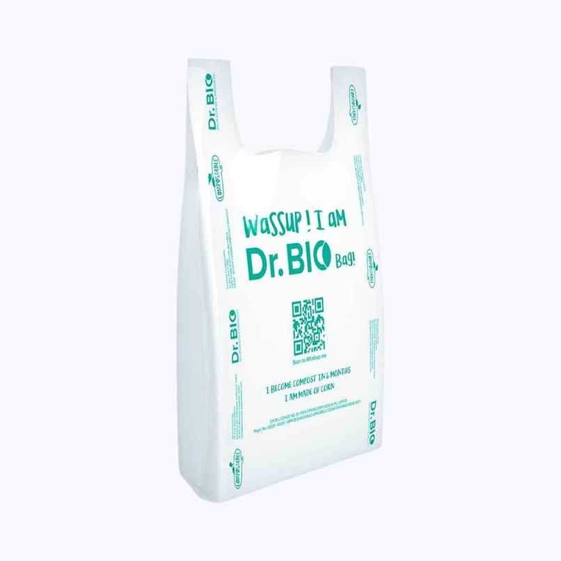 Dr. Bio Carry Bags Medium | 25 pcs | 13x16 inch | White | Eco-Friendly | Compostable | Biodegradable Dr. Bio Carry Bags Medium | 25 pcs | 13x16 inch | White | Eco-Friendly | Compostable | Biodegradable