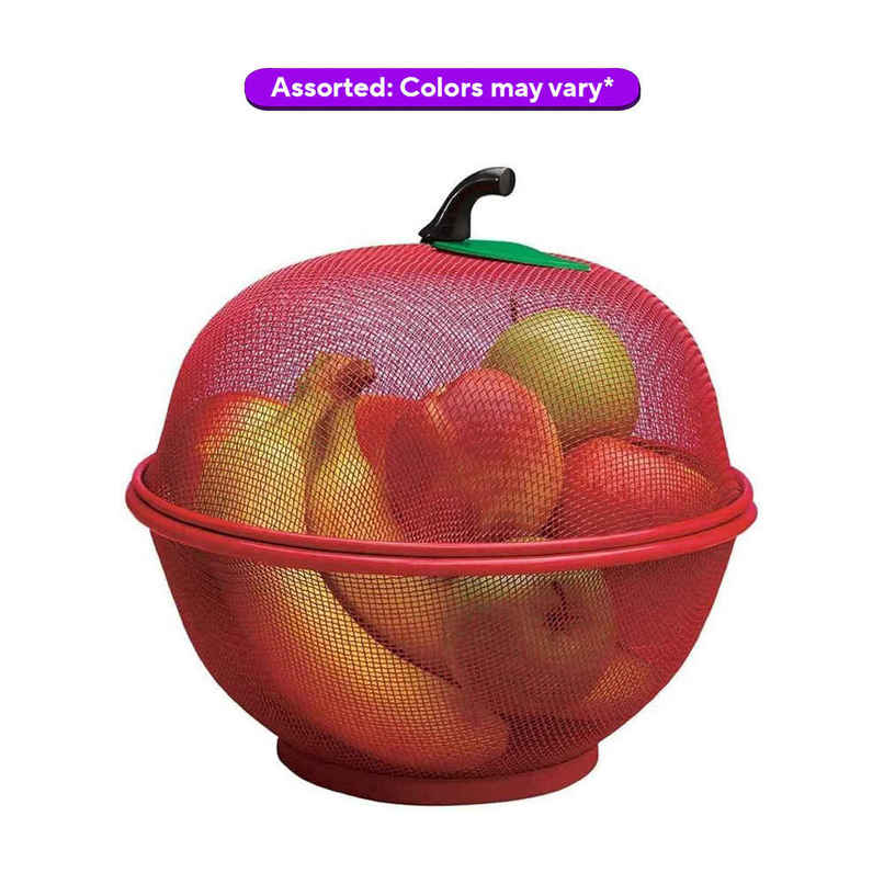 Capsicum Fruits & Vegetables Basket for Kitchen With Net Cover | Apple Shaped | Assorted colour