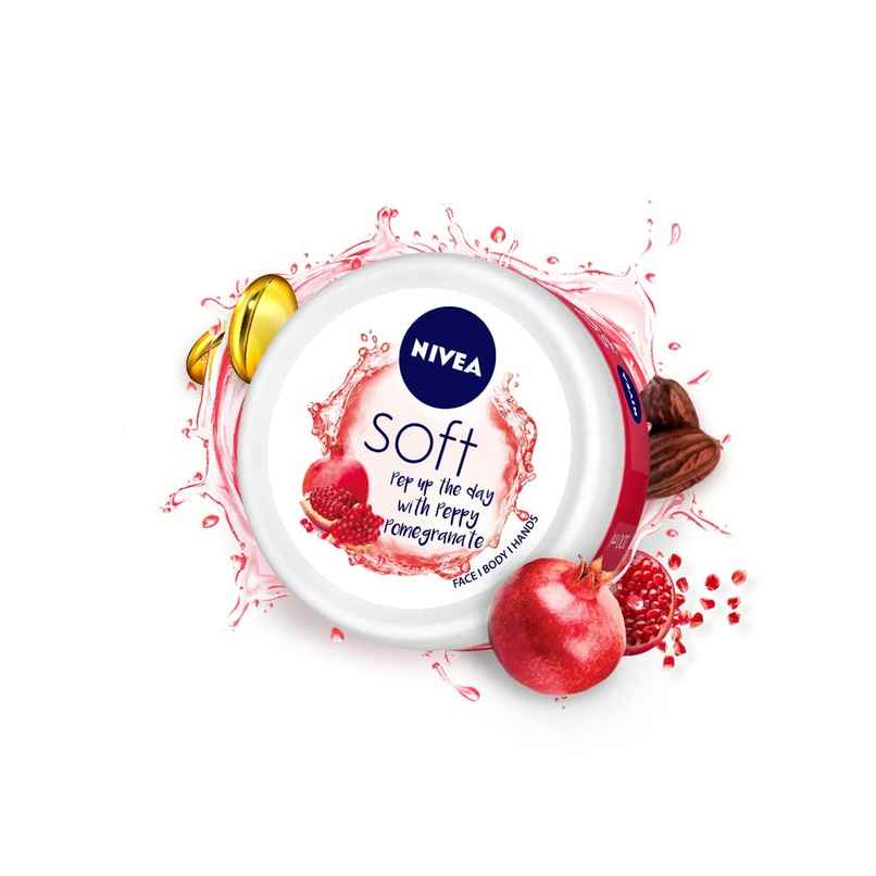 Nivea Soft Light Moisturizer Peppy Pomegranate For Face, Hand & Body Nivea Soft Light Moisturizer Peppy Pomegranate For Face, Hand & Body