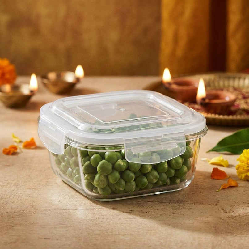 Borosil Klip N Store Storage Container With Airtight Lid (320 ml) | Borosilicate Glass
