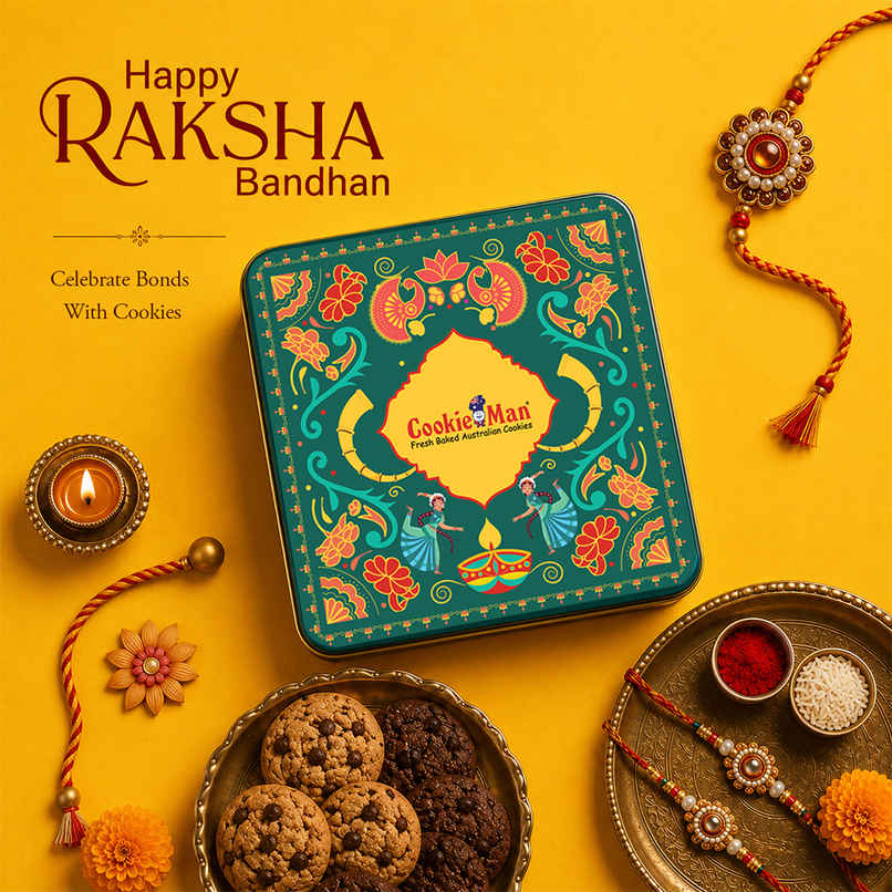 Cookie Man Raksha Bandhan Assorted Cookies Gift Tin Cookie Man Raksha Bandhan Assorted Cookies Gift Tin