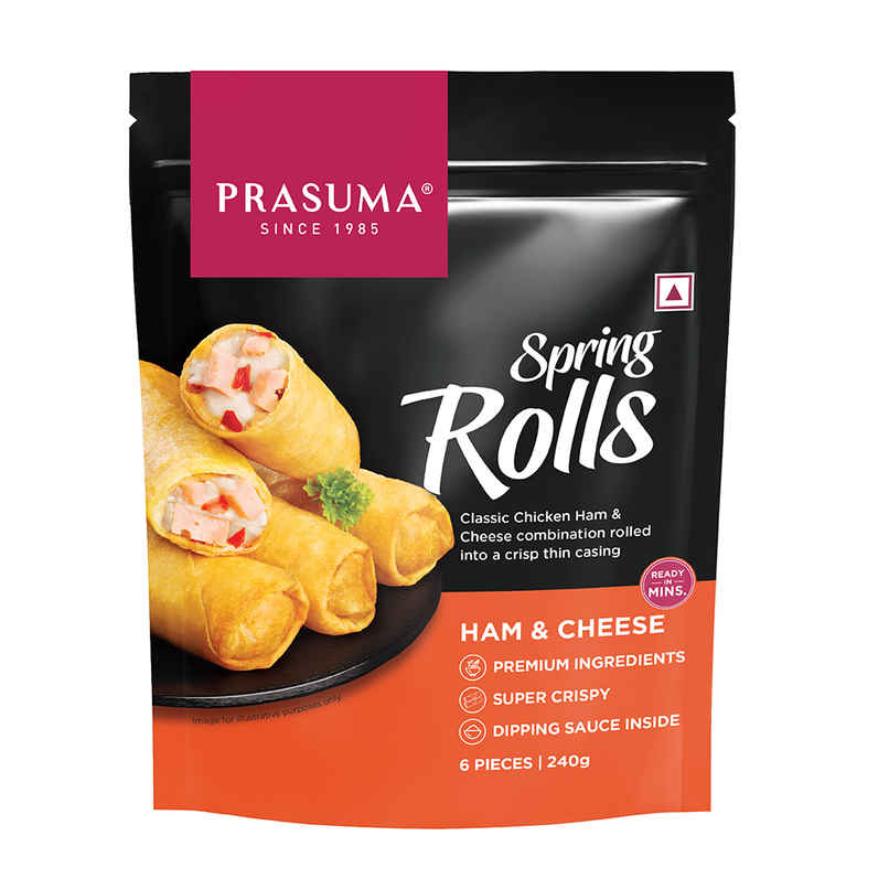 Prasuma Ham & Cheese Spring Rolls | Made with in-house Chicken Ham |  No MSG or Palm Oil