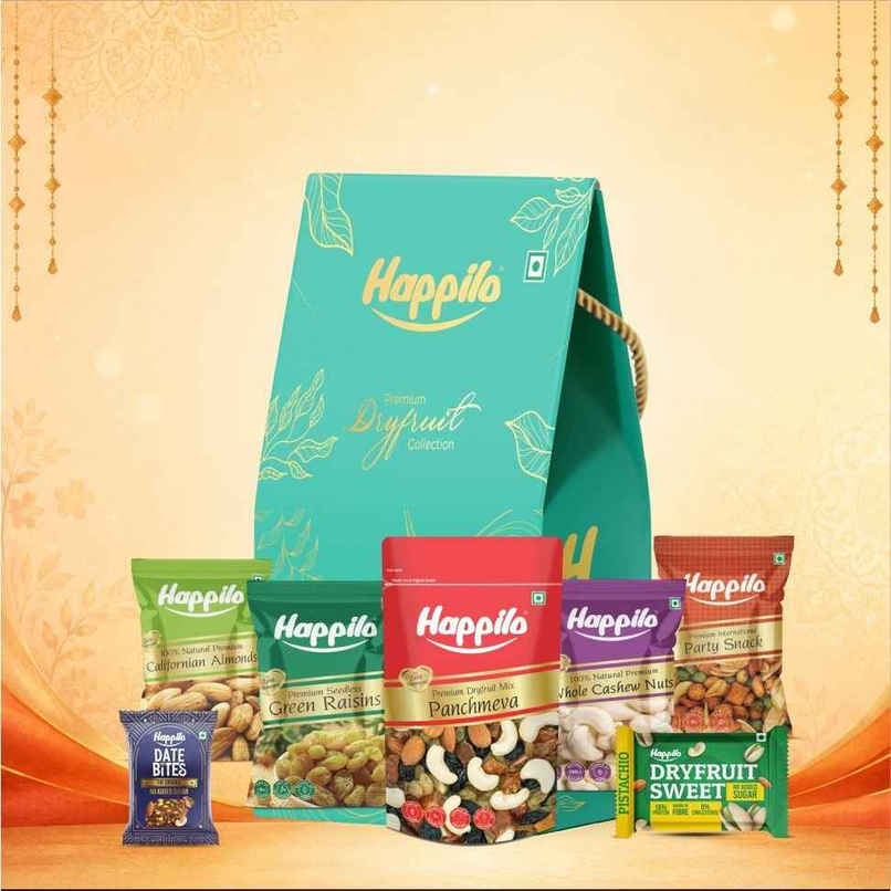 Happilo Dry Fruit Gift Box | Anand Hamper Box | Almonds, Cashews, Panchmeva & Date Bites