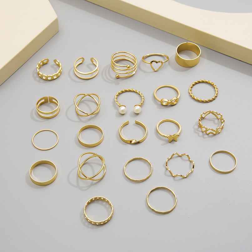 Shining Diva Fashion Stylish Rings for Women and Girls - Set of 22 | Golden | Sd14737r Shining Diva Fashion Stylish Rings for Women and Girls - Set of 22 | Golden | Sd14737r