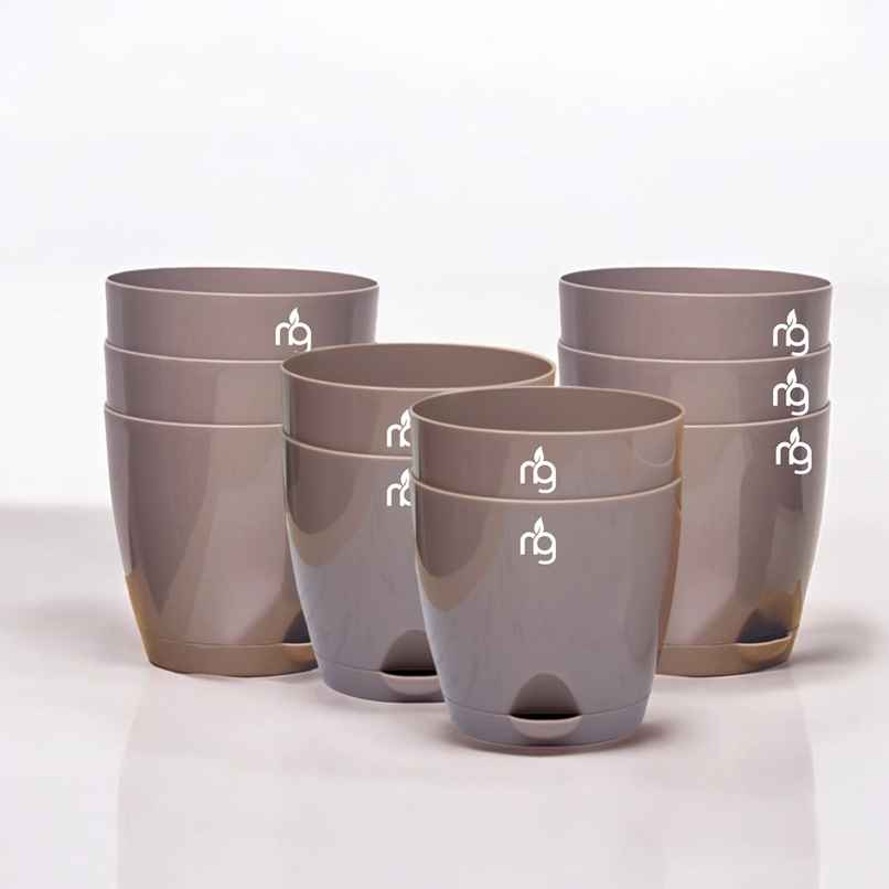 Nurturing Green - Mocha Self Watering Pots for Plants | Set of 10 | Size: 14cm x 12.5cm Nurturing Green - Mocha Self Watering Pots for Plants | Set of 10 | Size: 14cm x 12.5cm