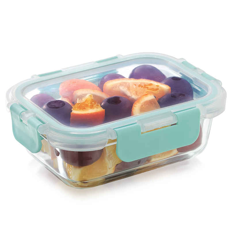 Magnus Glock 370 ml Rectangle Green Borosilicate Glass Container With Detachable Lock