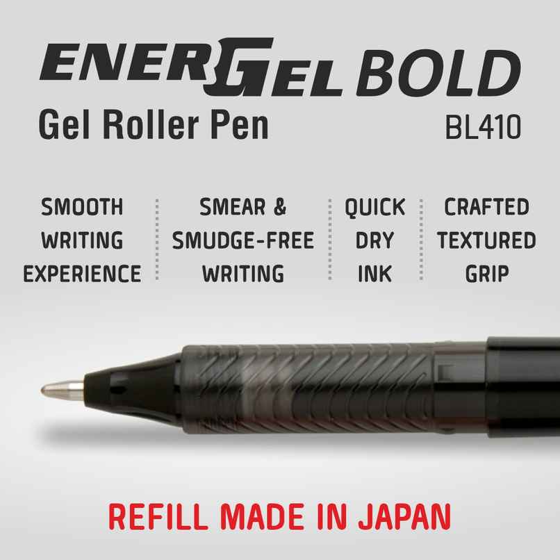 Pentel BL410 Energel Bold Single Black Body Blue Ink