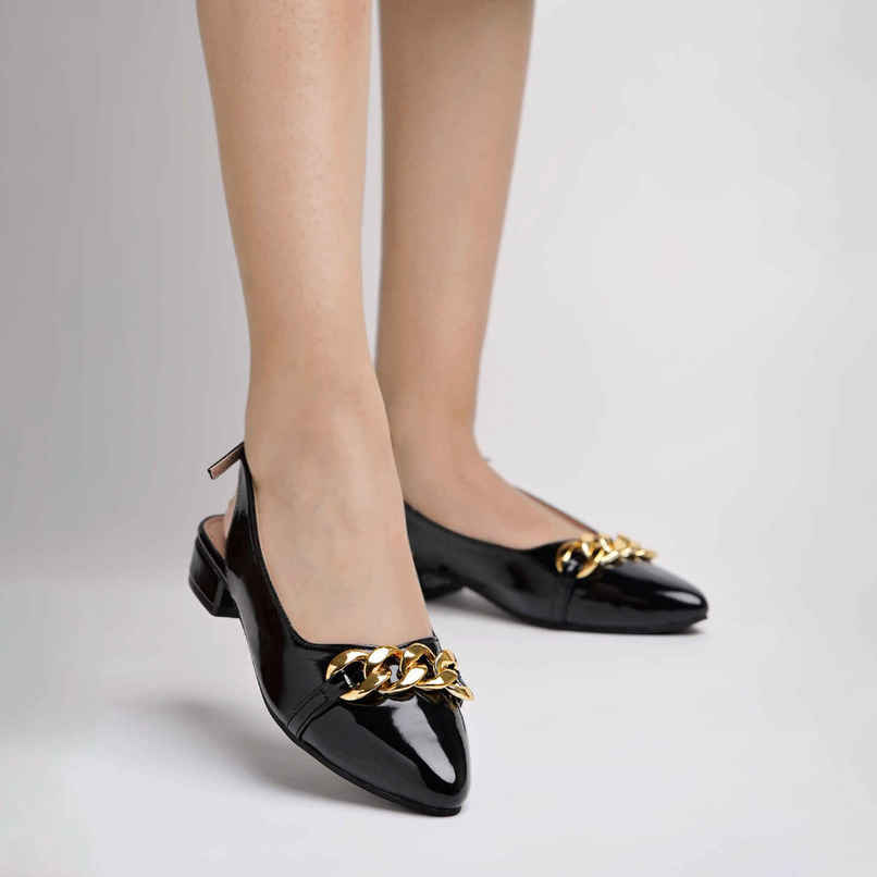 Shoetopia Women's Pointed Toe Flat Belly | Black - UK 6