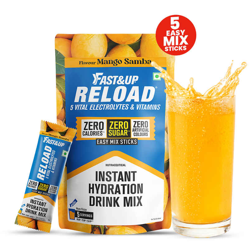 Fast&Up Reload Zero Sugar Instant Hydration Sticks With 5 Essential Electrolytes | Mango Samba