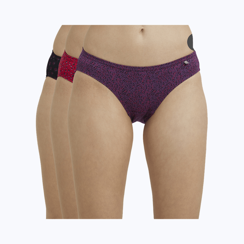 Jockey 1410 Women's Super Combed Cotton Underwear Bikini Panty|PO3 | Multicolor Dark assorted-L