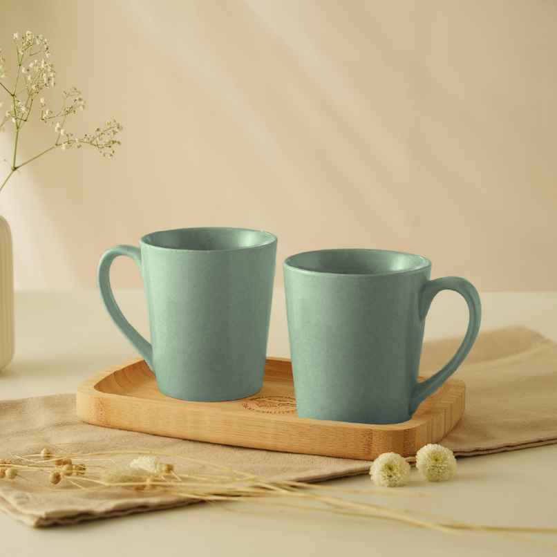Borosil Porcelia Haven Sage Tea Coffee Porcelain Mug Set Microwave Dishwasher Safe