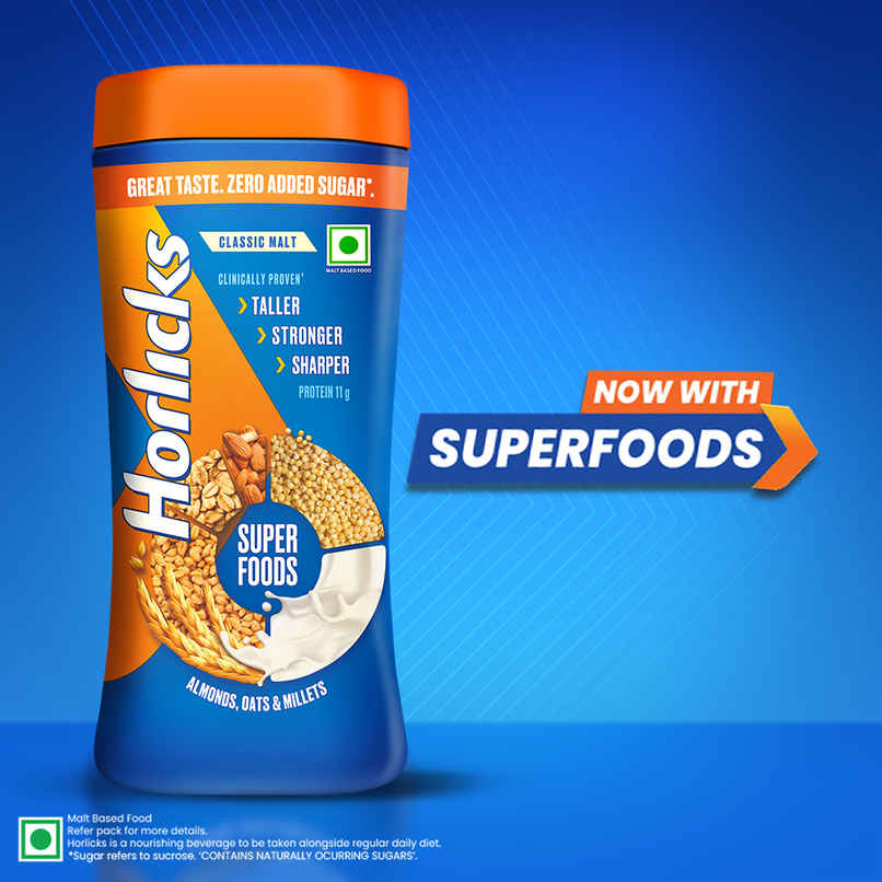 Horlicks No Added Sugar Nutrition Drink Jar | Superfoods