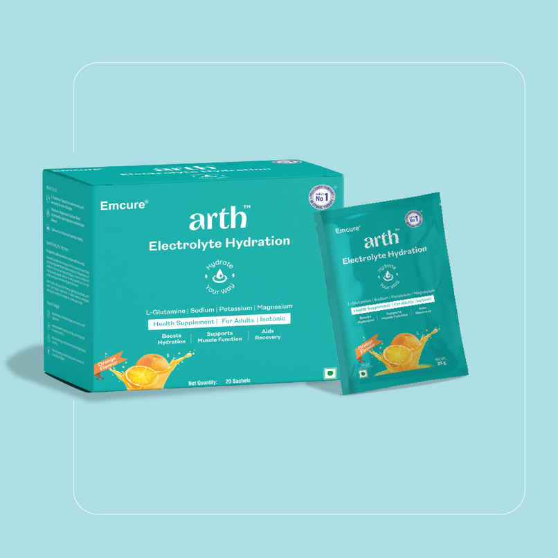 Arth By Emcure Electrolyte Hydration Boosts Energy Orange flavour Arth By Emcure Electrolyte Hydration Boosts Energy Orange flavour