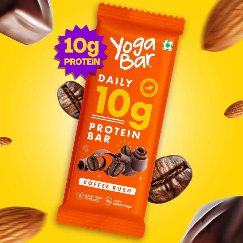 Yoga Bar 10g Protein Bar, Coffee Rush, Date Sweetened, Raw Cold Pressed