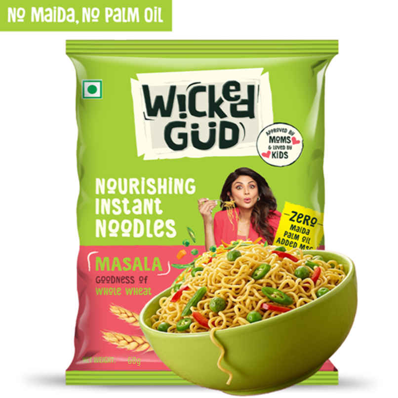 WickedGud Whole Wheat Masala Noodles | No Maida | No Palm Oil | Source of Protein