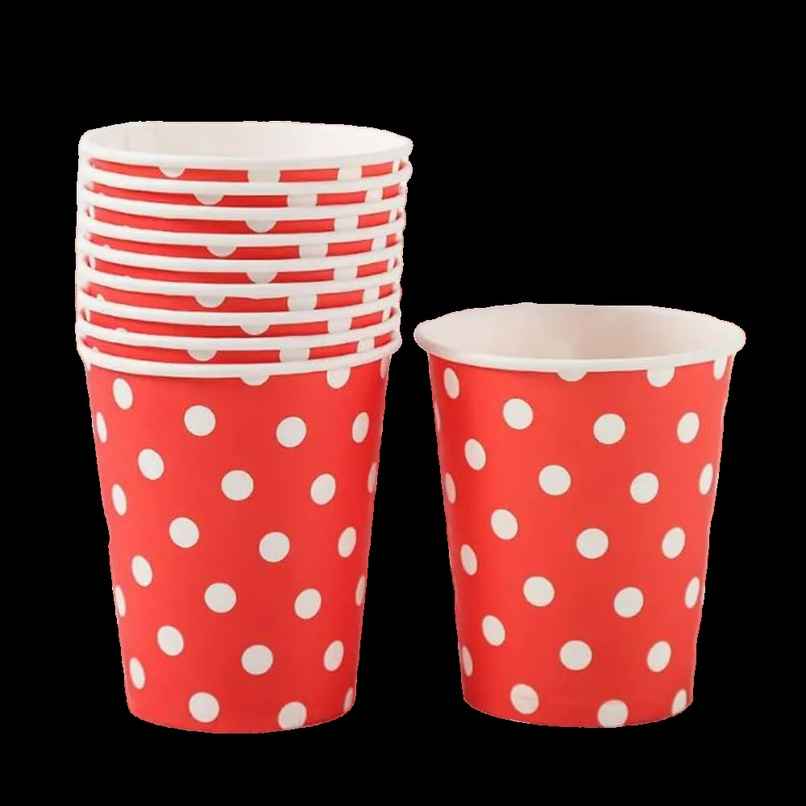 Polka Dot Party Paper Glass | 200 ml | Pack of 10 | Assorted | Se7en
