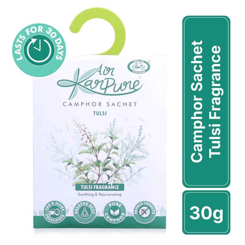 Tulsi Camphor Sachet by Air Karpure | Car, Bathroom, Wardrobe & Room Freshener |From House of Cycle