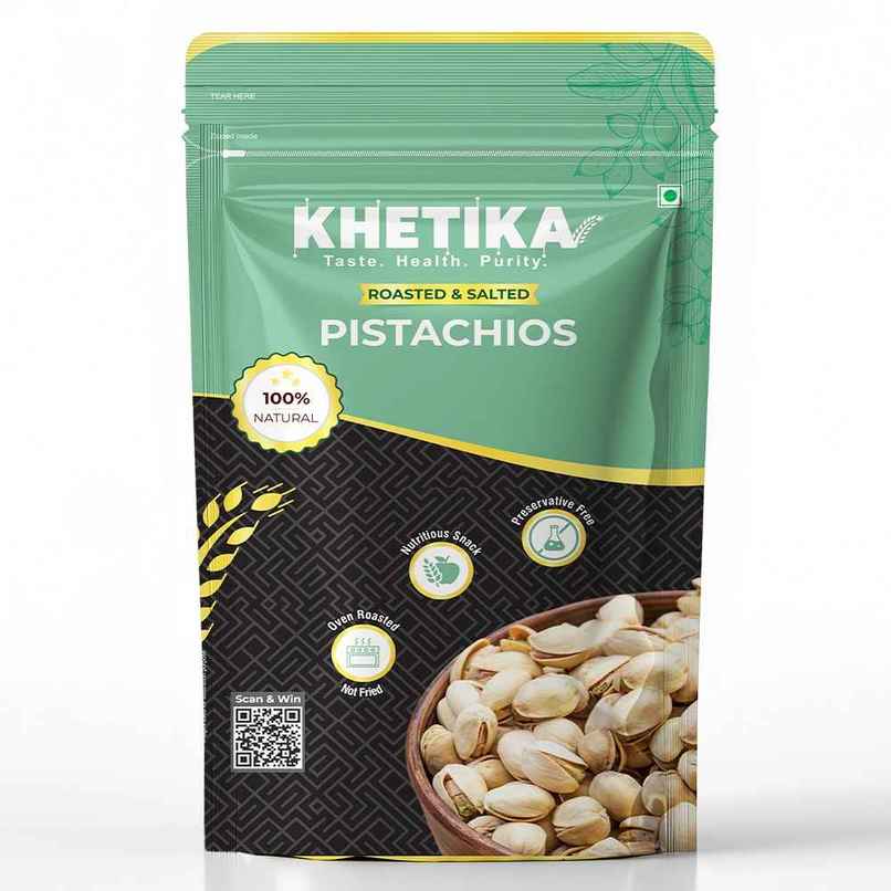 Khetika Premium Roasted & Salted Pistachio | Pista | Zero Preservatives